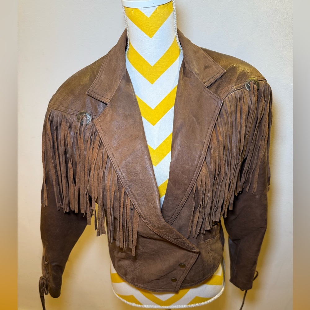 Paris Sport Club Brown Fringe Leather Jacket